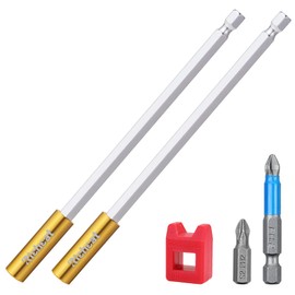 2PCS Strong Magnetic Extension Socket Drill Bit Holder 1/4" Hex Power Tools,Strong Magnetic Extension Bit Holder,Hex Shank S2 Steel Magnetic,6-inch Drill bit Extension（Big Upgrade）