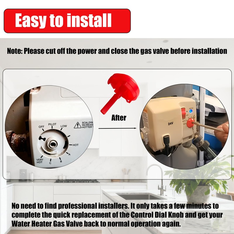 2 Pcs Control Dial Knob Compatible with Honeywell Water Heater