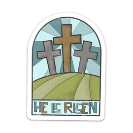 He is Risen Sticker Christian Cross Bible Verse Sticker Religious Faith Based Jesus God Catholic Scripture Waterproof Vinyl Stickers for Laptop Water Bottle Journal Decals Gifts for Women Men Kids