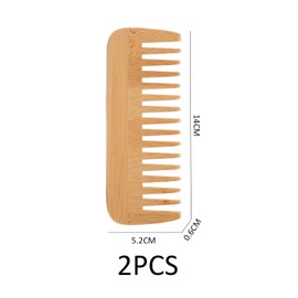 2 Pieces Wide Tooth Hair Comb, Wooden Wide Tooth Hair Comb, Wooden Curling Comb, Anti-Static Hair Comb For Combing, Styling And Trimming