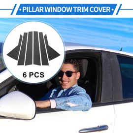 VekAuto 6 Pcs Door Pillar Window Trim for Hyundai Kona 2018-2023 Carbon Fiber Pattern Black Front Rear Left Right Anti Scratch Sticker Pillar Posts Cover