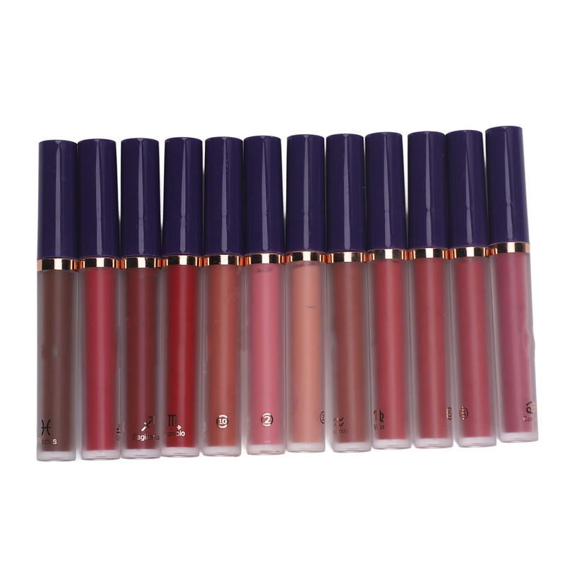 12 Colors Matte Liquid Lipstick Set Long Lasting Waterproof Non