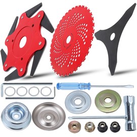 PLAXNS Steel Trimmer Head &9" x 36 Teeth Carbide Tipped Blades &10" x 3 Teeth Carbon Steel Brush Cutter Blades with 2 Different Adapter Kits