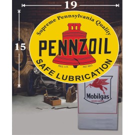 Orafol 19" x 15" PENNZOIL Vintage Shield Gas Vinyl Decal Lubester Oil Pump Can Lubster