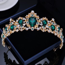 Kamirola - Crystal Queen Tiara Birthday Crown Rhinestones Pageant Quinceanera Crown Prom Princess Tiara Crown Bridal Wedding Crown Tiara Headband-Green