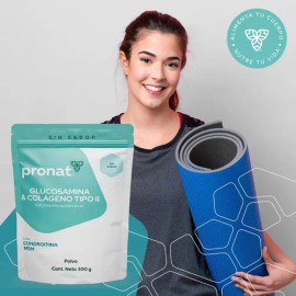 Glucosamina Y Colágeno Tipo II sabor Natural 300 Gr Pronat                                                                                            