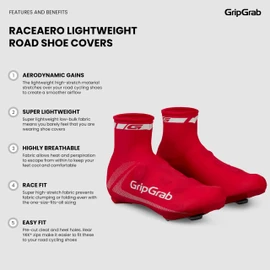 GripGrab RaceAero Road Bike Summer Aero Overshoes Lightweight Thin Cycling Shoe Covers for Time Trial and Road Racing