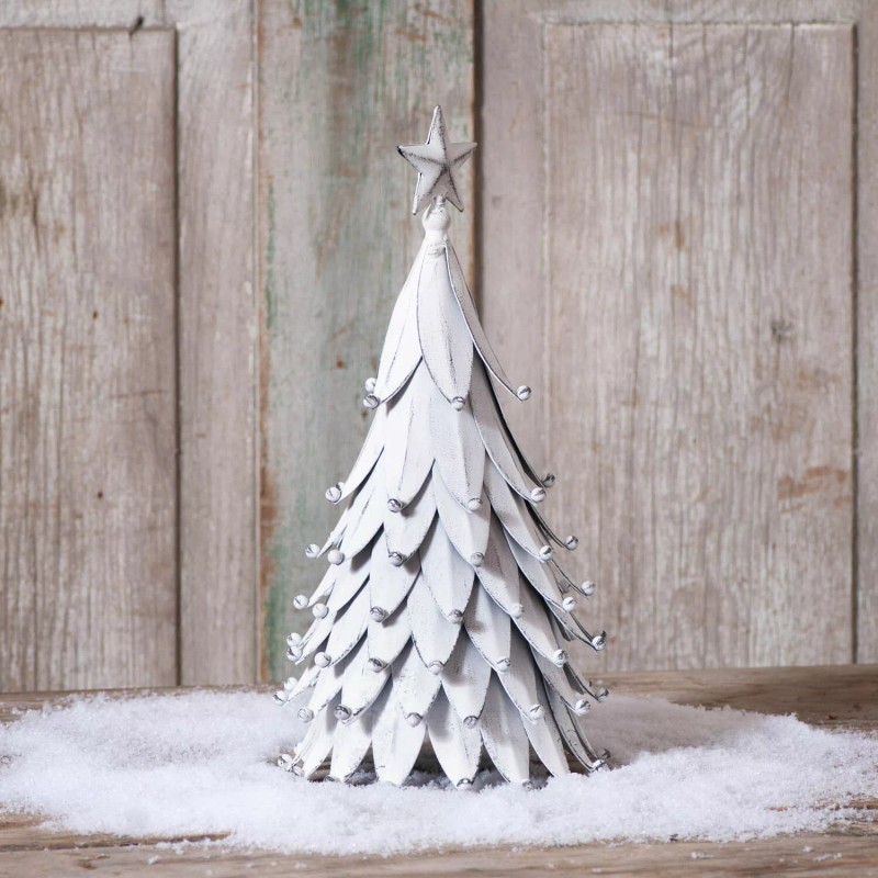 Irvin's Tinware Tin Christmas Tree in Rustic Metal White Wash