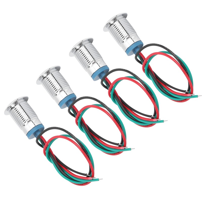 4 Sets PreWired Round LEDs Waterproof Metal 2Color Indicator Common