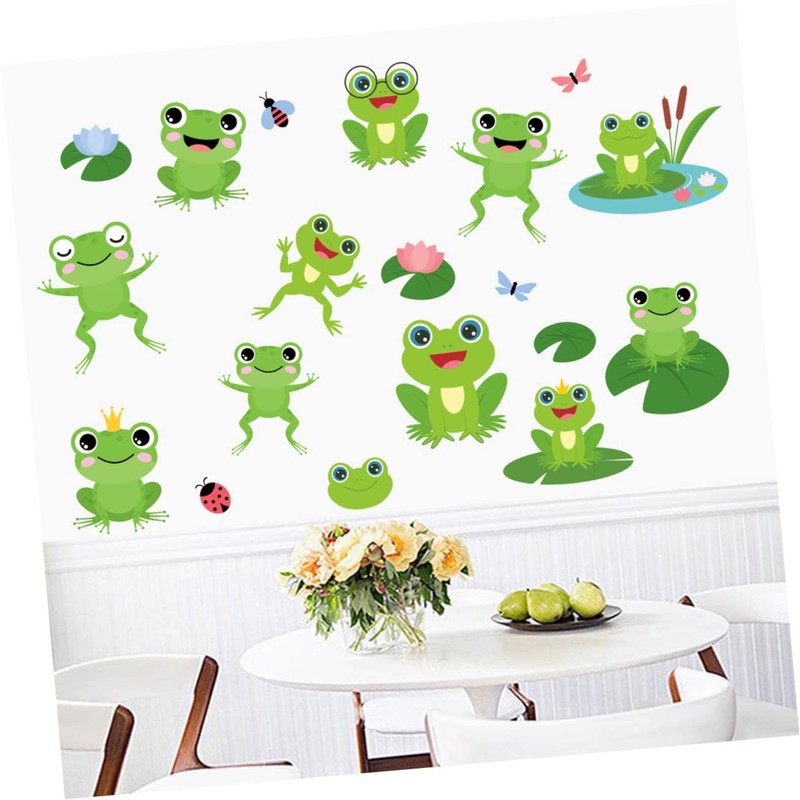 HAPINARY Cute Frog Wall Decals 4 Sheets Frog Wall Sticker