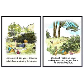 Quotes Wall Art & Decor - Gift for Women - Nursery Wall Art - Baby Shower Gifts - Toddler Baby Girls Room Little Boys Kids Bedroom - Vintage Christopher Robin Piglet UNFRAMED