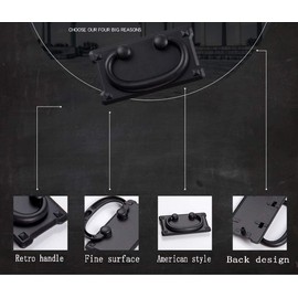 6pcs Vintage Antique Bronze Drawer Ring Pull Handles Knobs Hardware for Dresser Cabinet Door Furniture Drawers Bronze Hand Mission Hardware (6, Black)