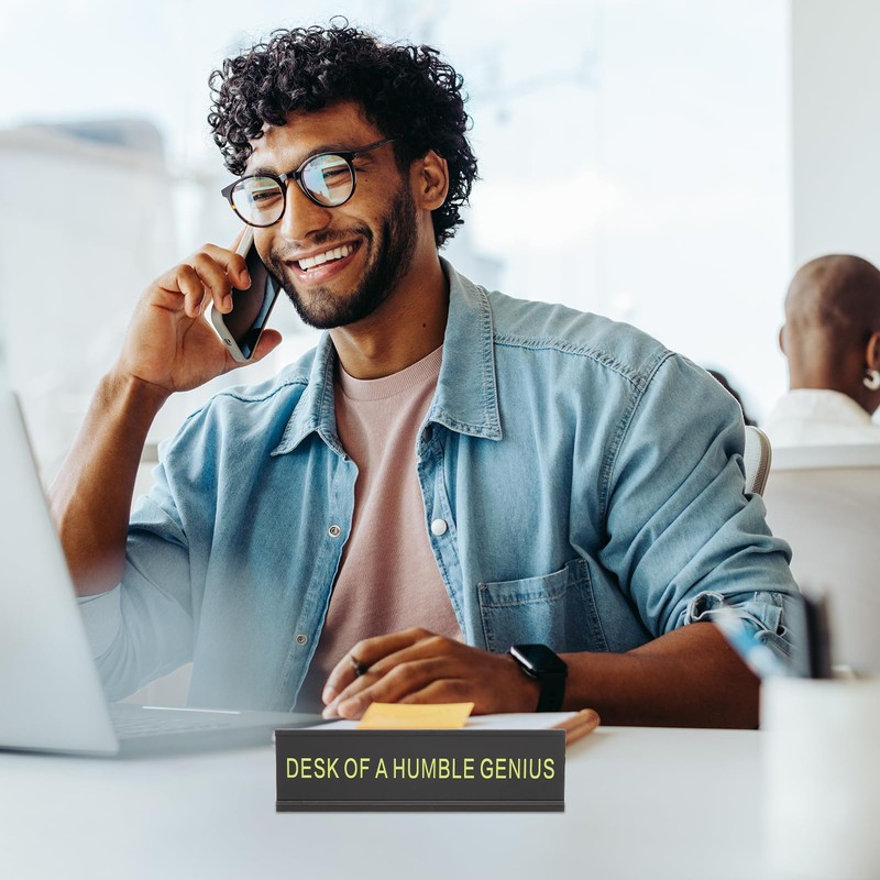 PATIKIL Funny Nameplate, 8"x2" Novelty Desk Sign Plaque Aluminum Desk