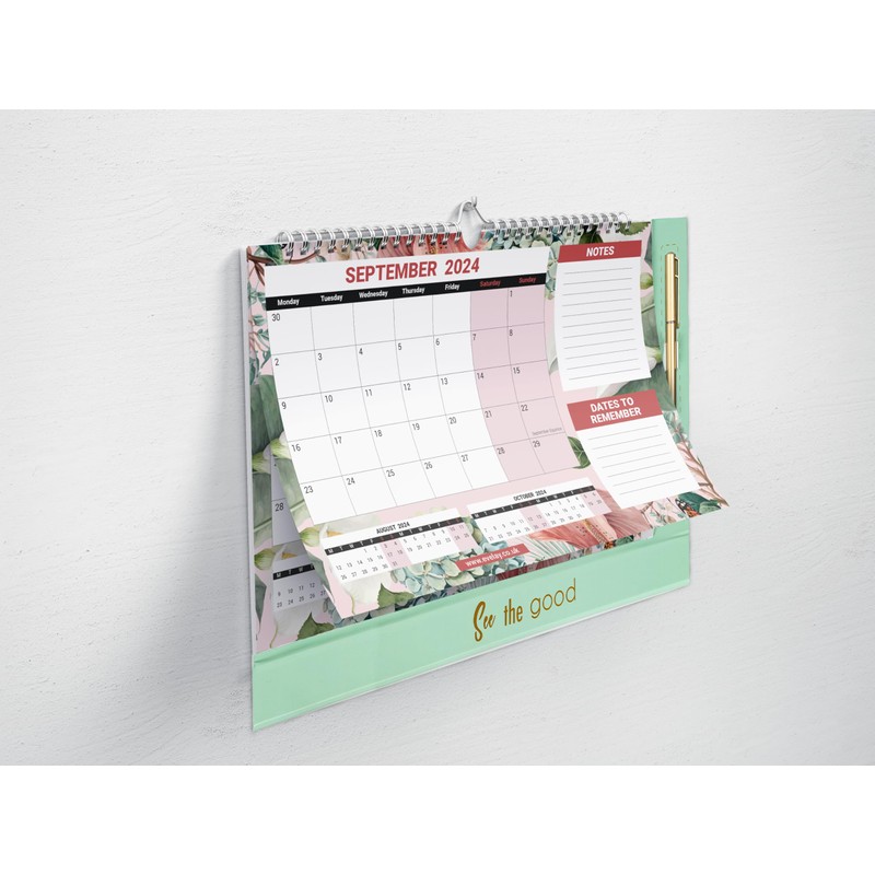 2025 Desk Calendar Free Standing Flip Over Spiral Bound Wall