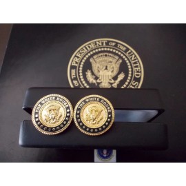 White House US President Presidential Seal Cuff Links Vip Blue 24k Gold-plated