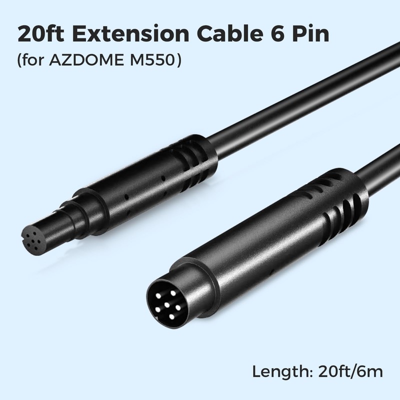 AZDOME 20ft Extension Cable 6 Pin for M550, M550 Max