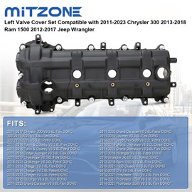 MITZONE Valve Cover Left Side compatible with 2011-2020 Dodge Chrysler Jeep RAM 3.2L 3.6L V6 Vehicles - Grand Cherokee Wrangler Journey Grand Caravan Town Country 1500 Replaces 5184069AN