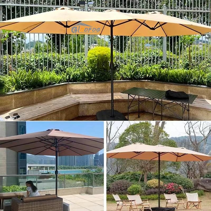 GLDDFDG Patio Umbrella Replacement Canopy 12 Ribs for 15'X9' Double