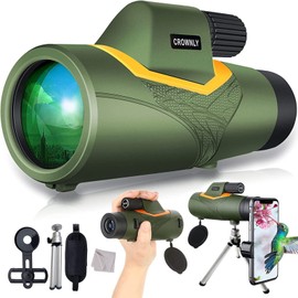 Monocular Telescope, 16X52 High Power Monocular with Smartphone Holder & Tripod, Night Vision Monocular for Adults Kids - BAK4 Prism Dual Focus for Bird Watching, Camping, Travelling Green