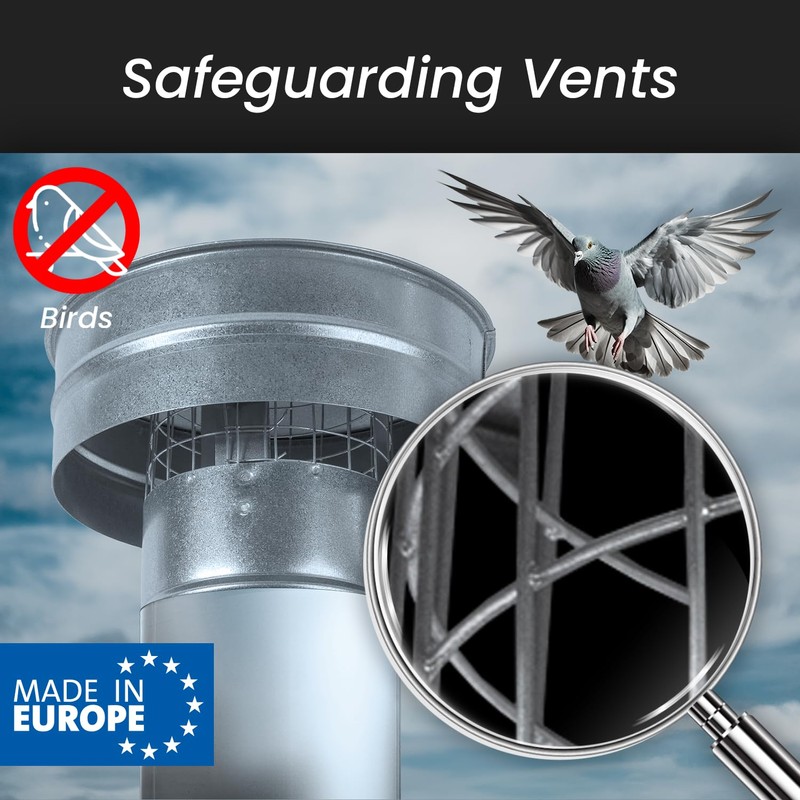 6" Inch Round Galvanized Steel Roof Cap with Mesh -