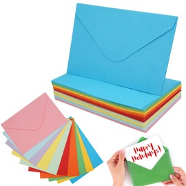 Pack of 60 Colourful Mini Envelopes, 105 x 155 mm, Coloured Cards, Coin Envelopes, Small Envelopes, Letter Envelopes, for Greeting Cards, Invitations, Birthday Cards, 10 Colours