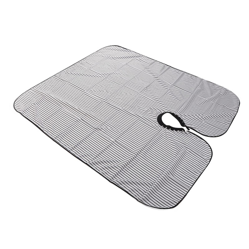 Hair Cut Cape Striped Polyester Waterproof Smooth Surface Neckline Adjustable