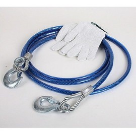 와이어견인줄 (3톤) / 견인고리 / 와이어 두께 8mm / 길이 4M / 장갑포함 Wire Towing Rope (3 Ton) / Towing Hook / Wire Thickness 8mm / Length 4M / Includes Gloves