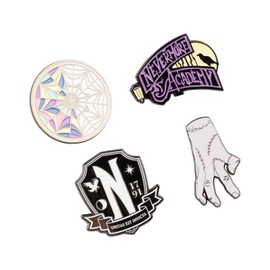 Grupo Erik Set of 4 Lapel Pins - Wednesday Merchandise | Enamel Pins, Cute Lapel Pins, Wednesday Addams Gifts Under 10 Pounds, Funny Gifts for Friends