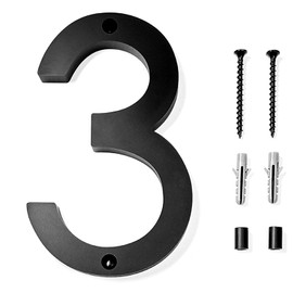 6" House Numbers 15cm, Matte Black Acrylic Address Sign Numbers for House, with Set Nail Kit, House Numbers for Outside, for Mailbox, Yard, Home Wall Door, Garage Gate (Black 3)
