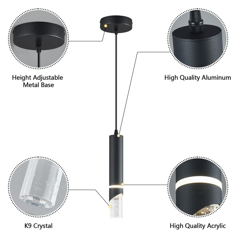 LIANGMH Modern Dimmable Led Pendant Lights Kitchen Island, Ideal for