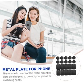WOONEKY 20Pcs Metal Plates for Phone Magnet Black Stainless Iron Magnet Plates for Car Mount Holder Square Round Compatible with GPS Tablets and Phones