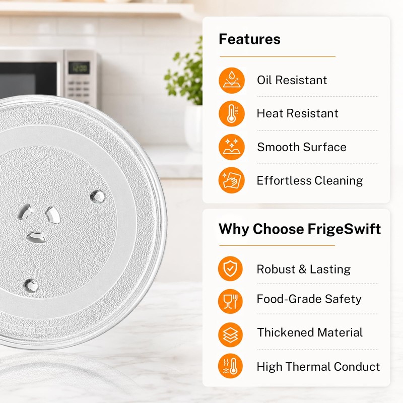 FrigeSwift WB39X10032 13.5in Microwave Glass Plate for GE Whirlpool