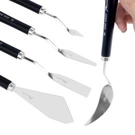 PHOENIX High Flexible Palette Knife Set, 5 Pieces Stainless Steel Painting Knives (31,43,44,46,51) Art Knife with Wood Handle, Paint Spatula for Oil Acrylic Paint - Painting Tools for Artists