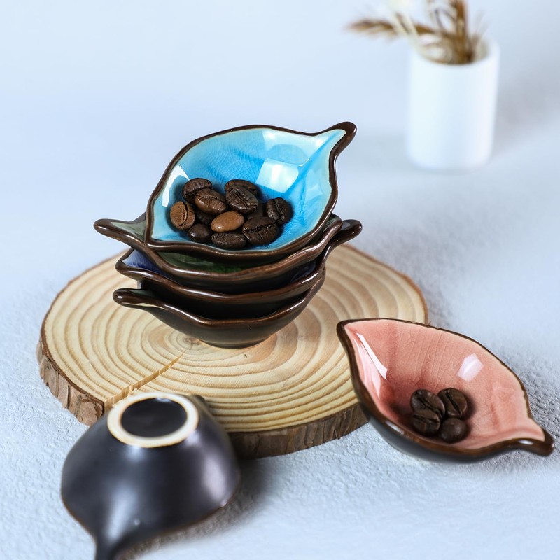 Colias Wing Colorful Leaf Shape Design Multipurpose Porcelain Side Dish