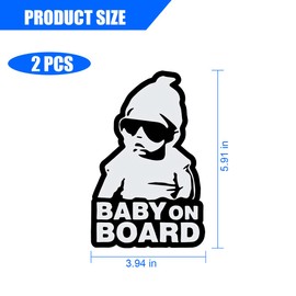 TNAIYH 2PCS Baby On Board Sticker for Cars, Funny Cute Vehicle Window Bumper Signs, No Need for Magnet Suction Cup Automotive Safety Caution Decal, Universal for SUV, Sedan, Truck