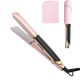 Mythya Plancha de Cabello Cerâmica, 2 En 1 Plancha de Pelo de Profesional, Rizador y Alisador con Pantalla LED, 6 Temperatura Ajustable, Lleva una Colchoneta Aislante, Alisador de Pelo para Casa y Sal