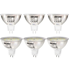 DiCUNO DiCUNO GU5.3 LED Lampen 5W, Ersetzt 50W Halogen Spot, Kaltwei? 6000K, MR16 Reflektor GU5.3 LED Birne 12V, 500lm, 120Abstrahlwinkel, AC/DC LED Leuchtmittel, nicht dimmbar, 6er Pack