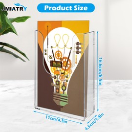 JMIATRY 6 Pack 1/3 A4 Wall Mounted Document Holder, Clear Portrait Wall Mountable Menu Leaflet Holder, Acrylic Wall Mounted Magazine Racks for Restaurant Menu Office Files Magazine