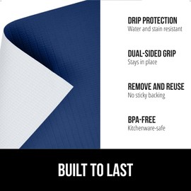 GORILLA GRIP DripGuard Drawer and Shelf Liner for Cabinet, Slip Resistant Non Adhesive Protection for Kitchen, BPA Free Smooth Surface Plastic Liners for Cabinets, Drawers, 17.5x240 Inch, Navy Blue