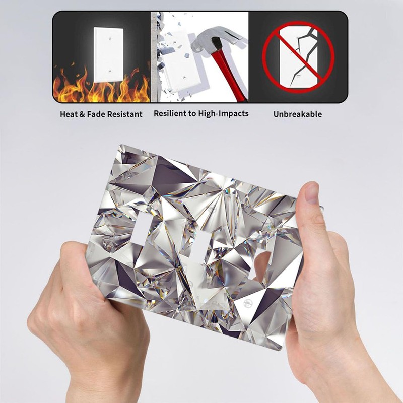 Moslion Diamond Shine 3-Gang Switch Plug Covers 3D Shining Crystal