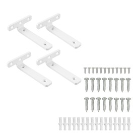 Mooche 4Pcs White Shelf Brackets, Wall Floating Shelf Brackets, Heavy-Duty Metal L-Shaped Shelf Bracket, 120MM*75MM for Shelves Support Wall Hanging Supporting Suspended Items