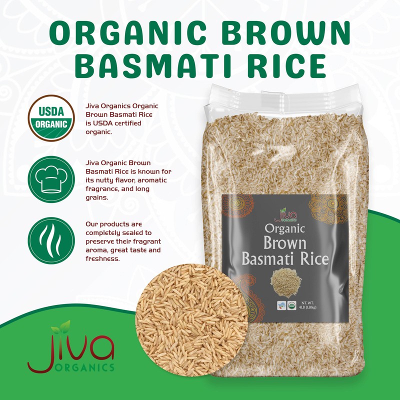 Jiva Organic Brown Basmati Rice 4 Pound Bag - Premium