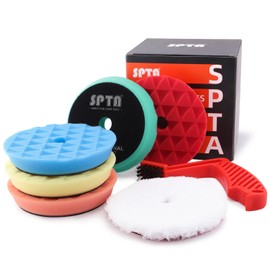 Polishing Pads, 5Pc 5 Inch 125mm Orbital Buffer Polisher Pads and 1Pc Microfiber Buffing Pads, Foam Polish Pad for Compounding, Polishing and Waxing, for 5''/125mm Backing Plate Car Polisher -TPP5MIX