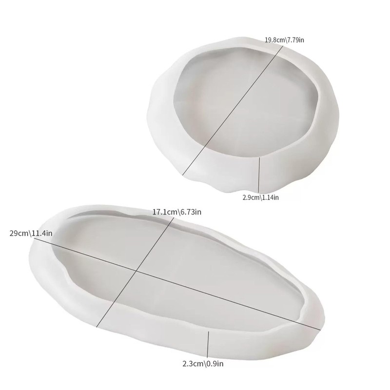 2PCS Large Irregular Silicone Resin Tray Mold,Round Oval Coasters Epoxy