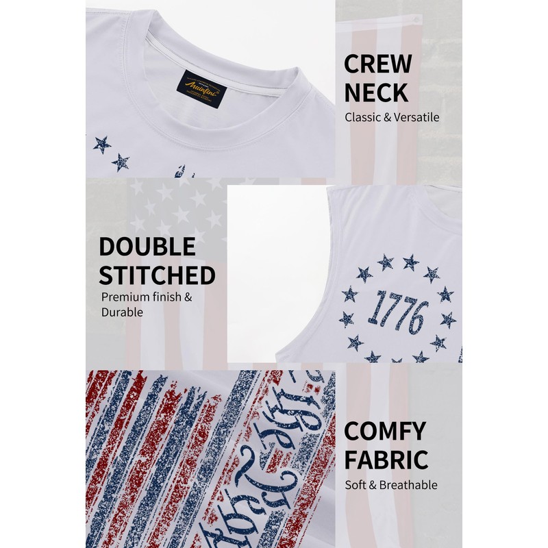 Mainfini Men American Flag Tank Tops Summer Casual Tee Graphic