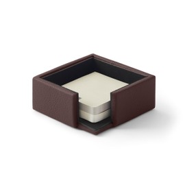 Eglooh - Atena - Note Box Genuine Leather Dark Brown - Note Box, Notepad, Note Box for Desk and Office - cm 11.2 x 11.2 x H.4.5 - Made in Italy