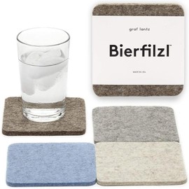 Graf Lantz - Bierfilzl Felt Coasters - Square - 100% Merino Wool - Moisture Wicking - Heat Resistant - Sustainable - Home Decor - Housewarming Gift - 4 Coaster Set - 4" x 4" x 5 mm - Cobblestone