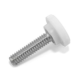 1/4"-20 x 1 Thumb Screw Stainless Steel - White Knurled Round Plastic Knob - Standard/Coarse Thread Thumbscrew - Length: 1.000" - Proudly Built in USA - Package of (10)