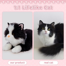 Tezituor 5Pcs Cat Stuffed Animals Set, 20 inch Large Realistic Stuffed Cat with 4 Cute Kittens Baby, Soft Black Ragdoll Plush Pillow for Boys Girls