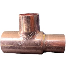 (4-PK) EZ-FLUID Plumbing 1" x 1/2" x 1/2" C X C X C Copper Reducing Tee,LF Pressure Copper Reducer Tee Fittings,Sweat Solder Connection for Residential,Commercial Pipe